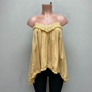 Lilka ANTHRO Orange Sherbert Sleeveless Fringe Trim Asymmetrical Spaghetti Top S